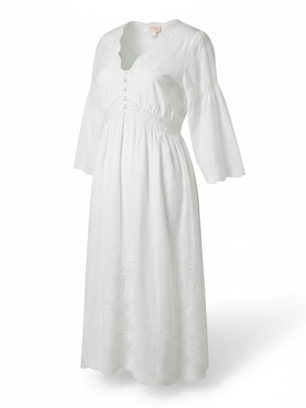 Romantic White Eyelet Lace Cottagecore Dress Coastal Boho Mini